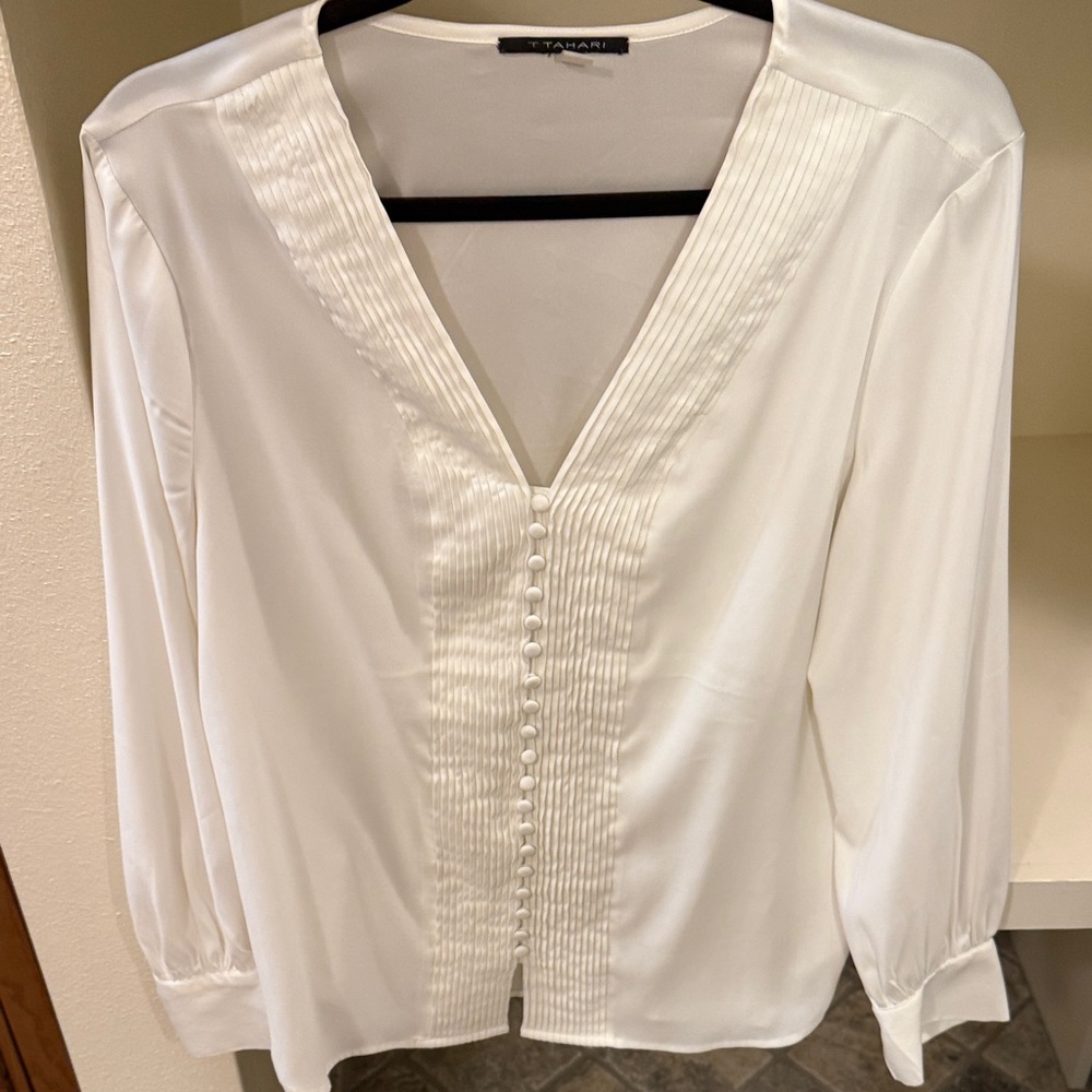 T Tahari Elegant White Blouse